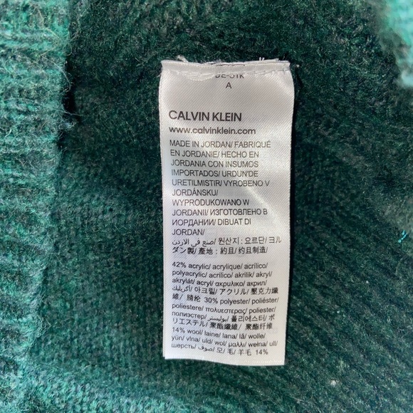 Beautiful jewel tone green Calvin Klein wool blend turtleneck sweater, size M - Picture 5 of 6